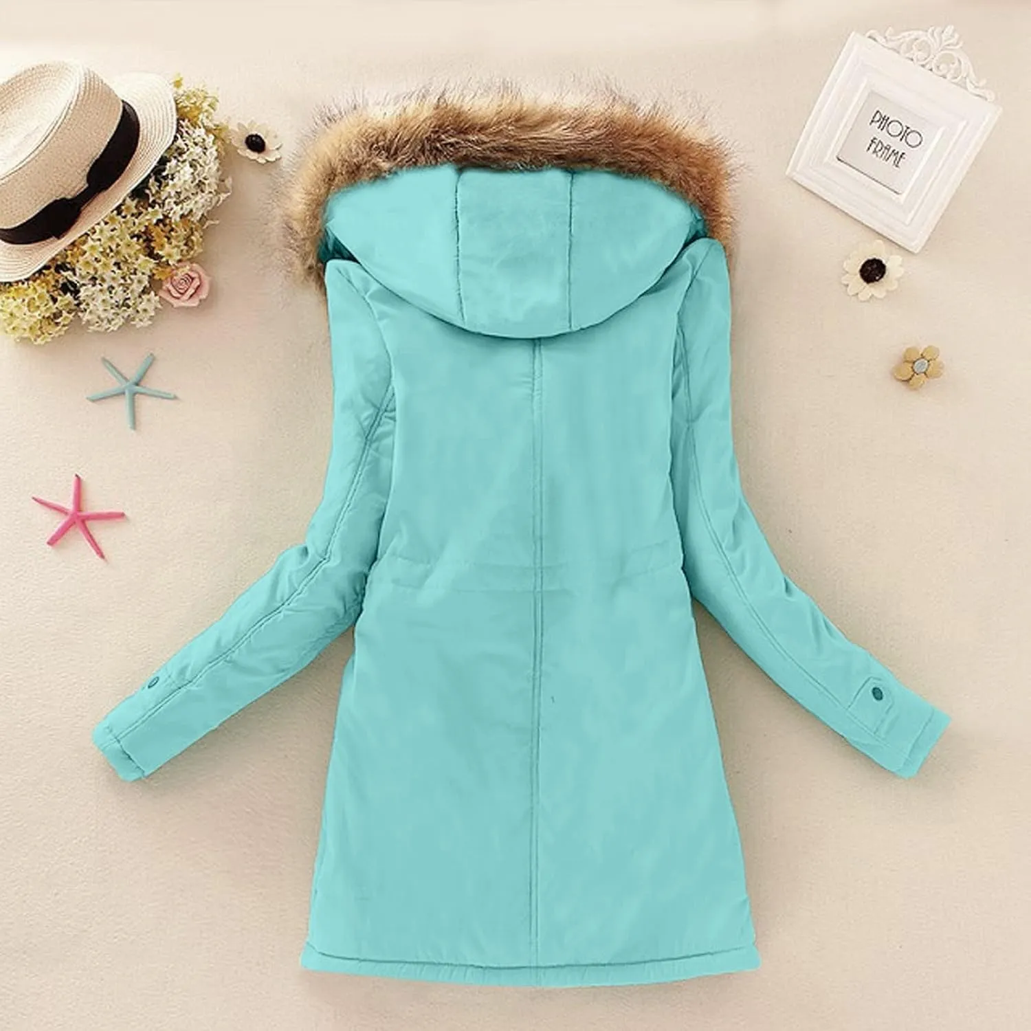LCMTWX Winter Coats for Women Hooded Warm Winter Coats Outwear Winter Women's Coat Color Block Patchwork Cardigan Coats