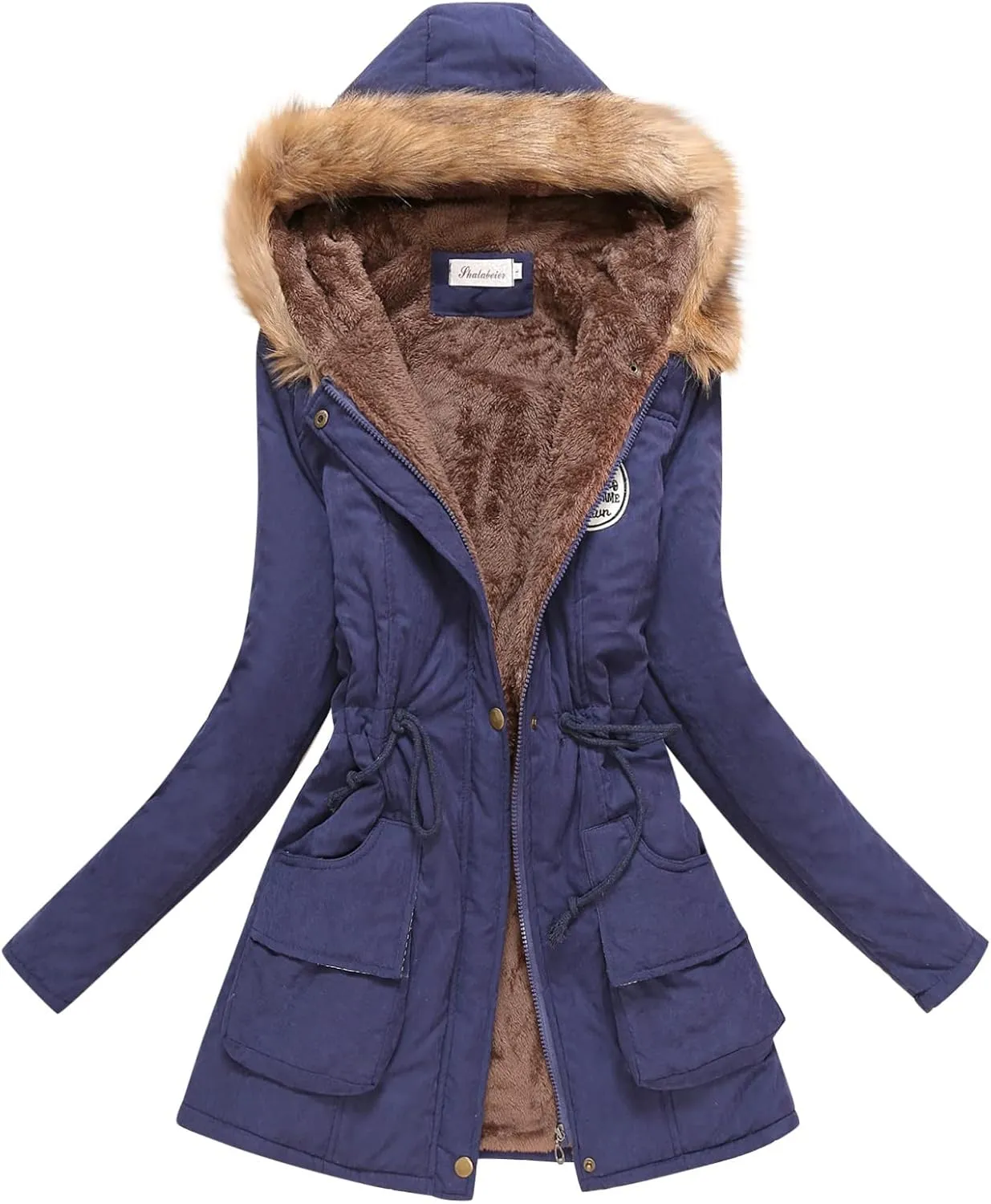 LCMTWX Winter Coats for Women Hooded Warm Winter Coats Outwear Winter Women's Coat Color Block Patchwork Cardigan Coats