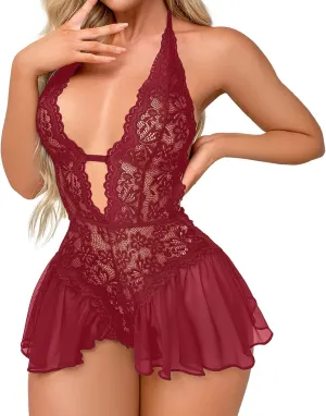 Lingerie Sets for Women Sexy Snap Crotch Sexy Mesh Teddy Bodysuit Bridal Lingerie Hollow Out Wicked