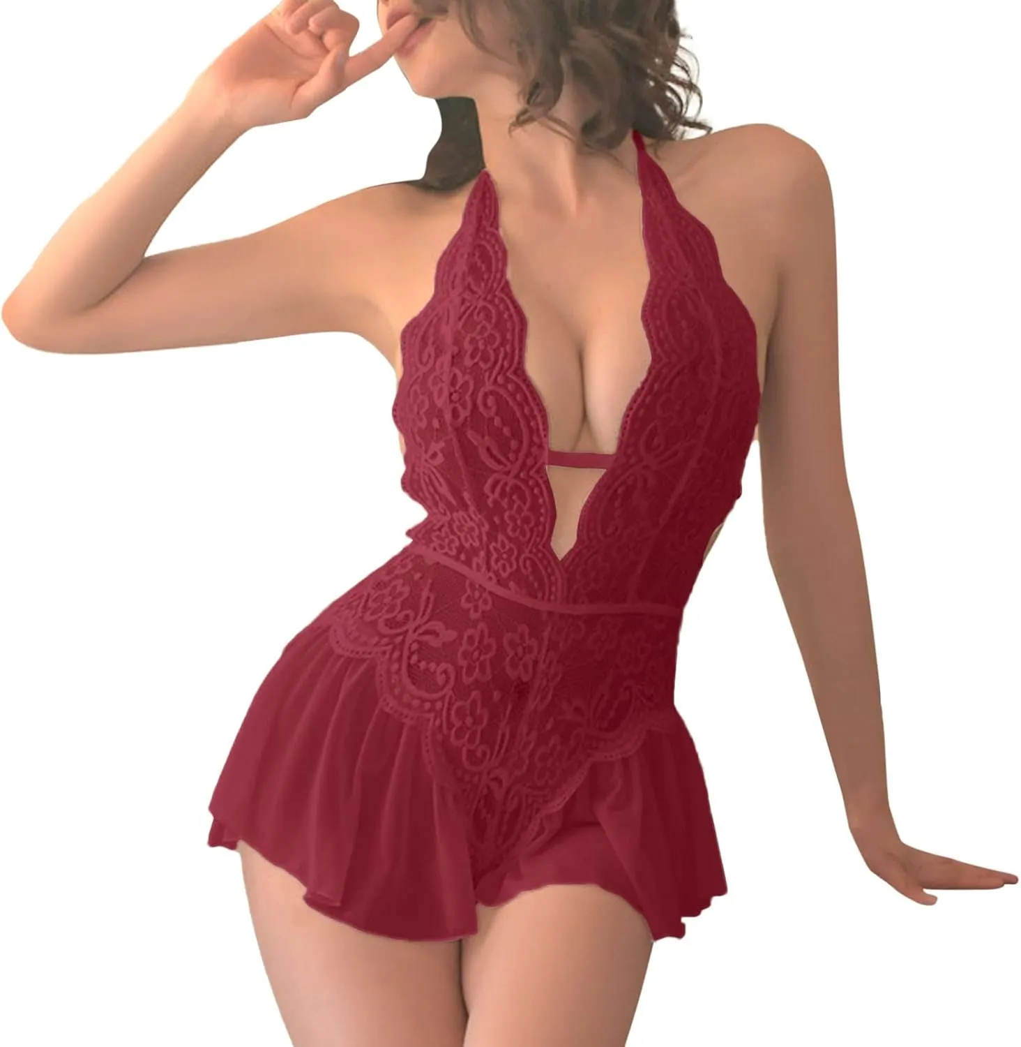Lingerie Sets for Women Sexy Snap Crotch Sexy Mesh Teddy Bodysuit Bridal Lingerie Hollow Out Wicked