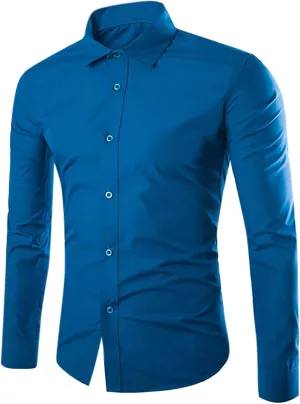 Long Sleeve Dress Shirts for Men Button Down Collared Regular Fit Shirt Business Office Work Casual Wedding Shirt