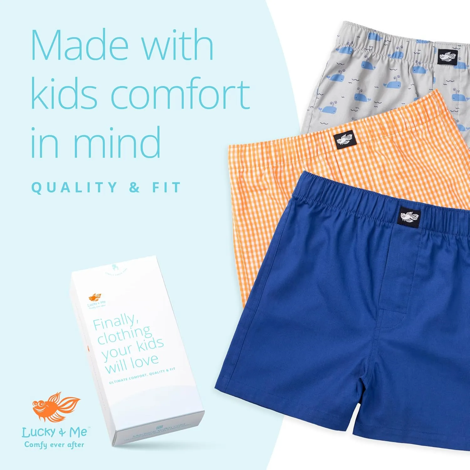 Lucky & Me | Ryan Boys Woven Boxers | 100% Cotton Children's Underwear (5-Pack)