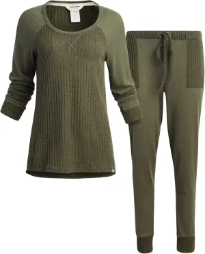 Lucky Brand Women's Pajama Set - 2 Piece Ribbed Hacci Long Sleeve and Joggers Sleepwear