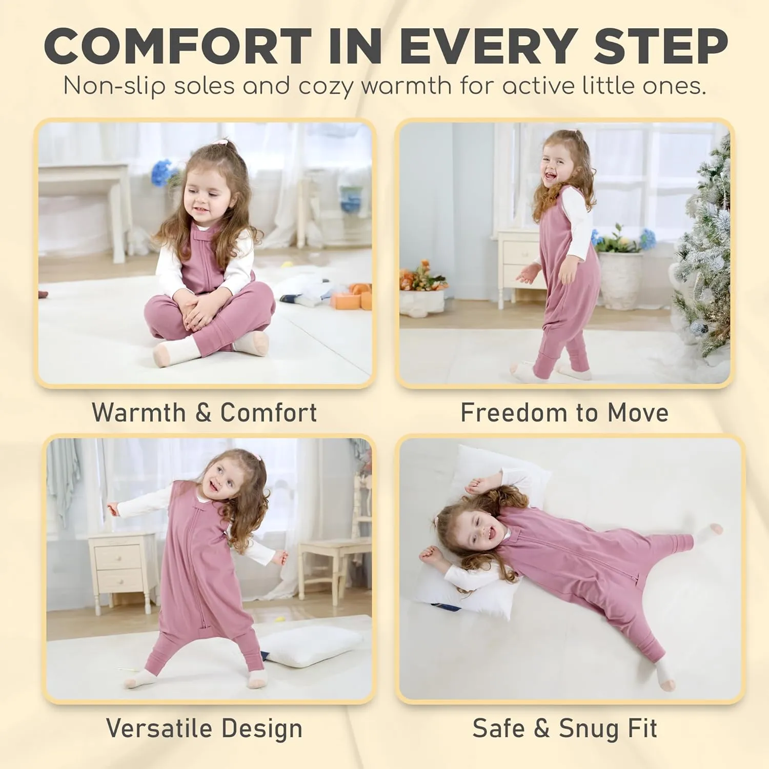 Mama Cheetah Toddler Sleep Sack with Feet 4T-5T, 0.5 TOG Organic Cotton Baby Wearable Blankets with Legs, Baby Sleeping Bag for Walkers, Early Walker X-Large
