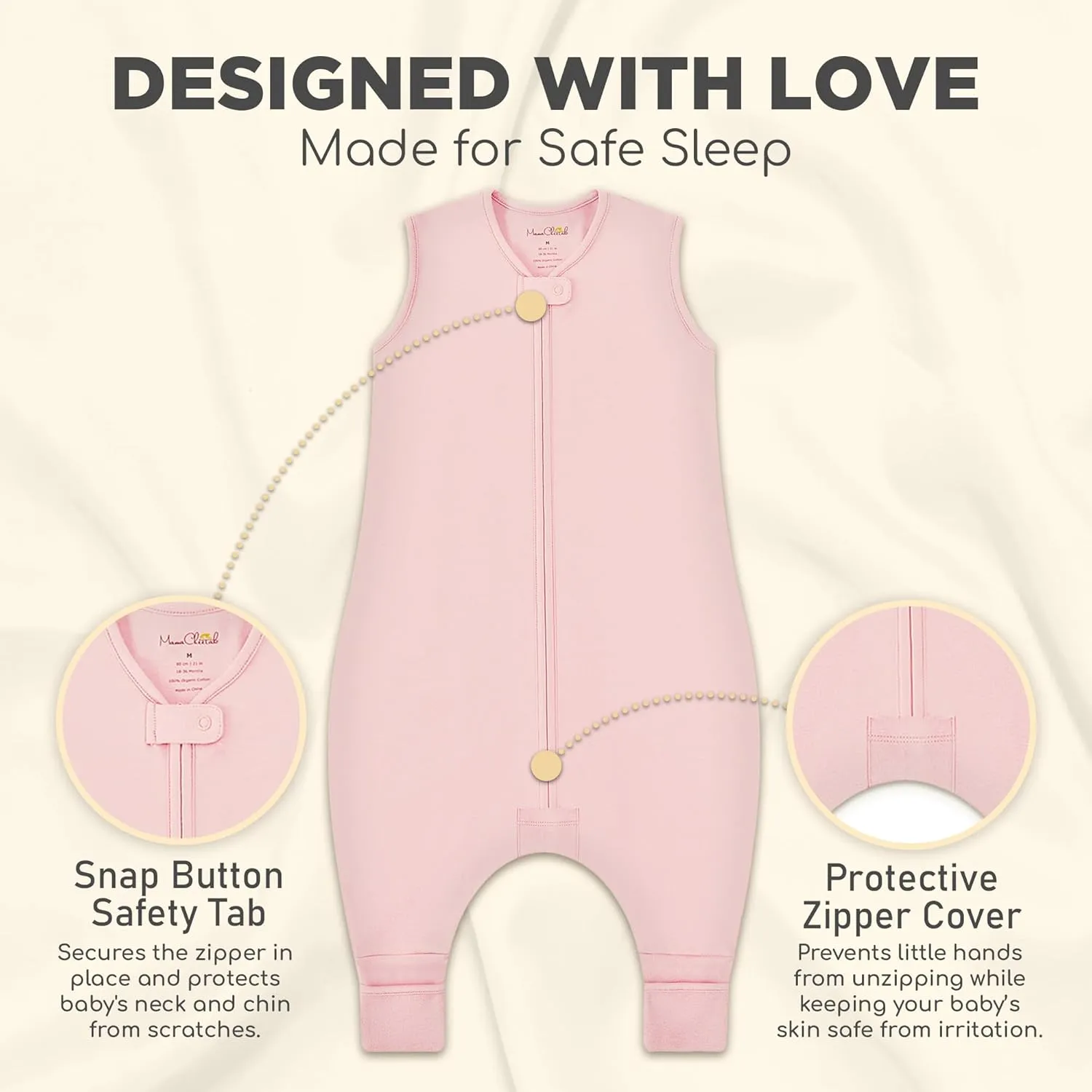 Mama Cheetah Toddler Sleep Sack with Feet 4T-5T, 0.5 TOG Organic Cotton Baby Wearable Blankets with Legs, Baby Sleeping Bag for Walkers, Early Walker X-Large