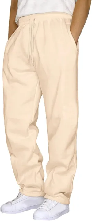 Men Cargo Chino Pants Casual Linen Stretchy Drawstring Waist Pant Sweatpants Joggers Sports Gym Jogging