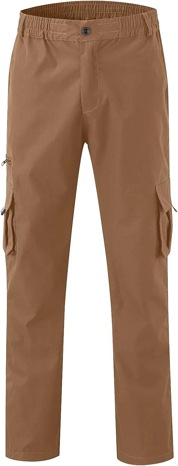 Men Cargo Chino Pants Casual Linen Stretchy Drawstring Waist Pant Sweatpants Joggers Sports Gym Jogging