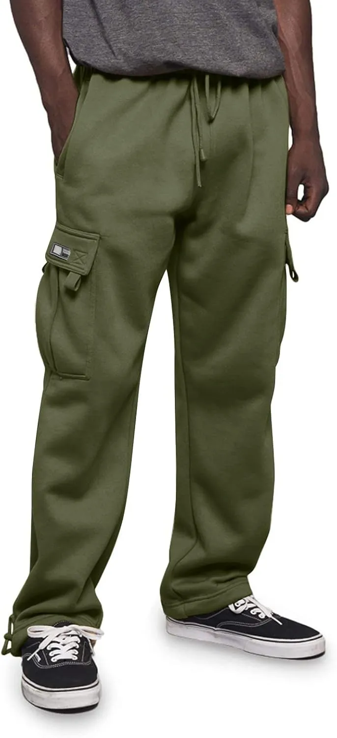 Men Cargo Combat Work Pant Gym Running Jogger Plain Stretch Sweat Pants Loose Linen Track Lounge Pants