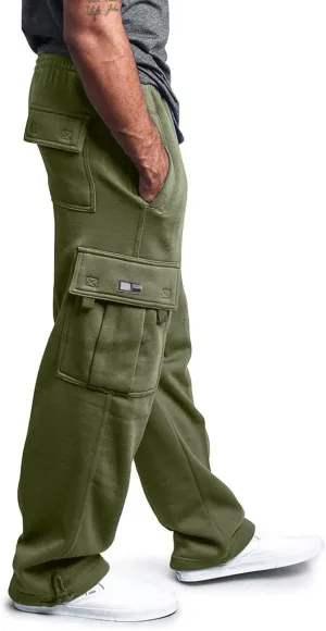 Men Cargo Combat Work Pant Gym Running Jogger Plain Stretch Sweat Pants Loose Linen Track Lounge Pants