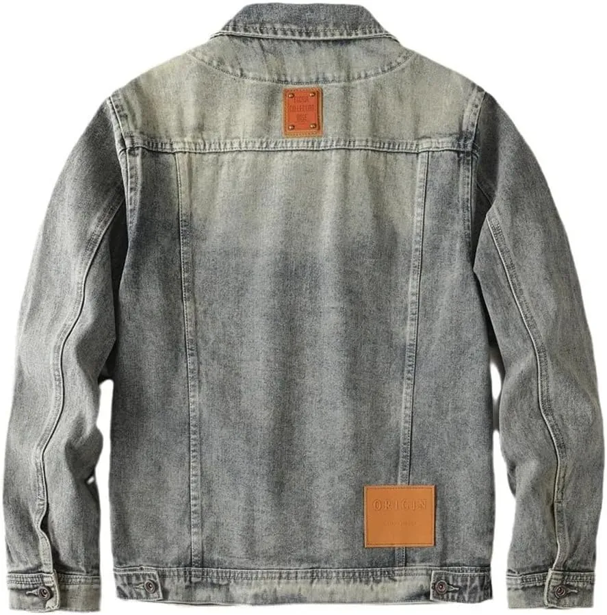 Men High Street Destroyed Jacket Streetwear Vintage Distressed Motorcycle Biker Retro Outerwear