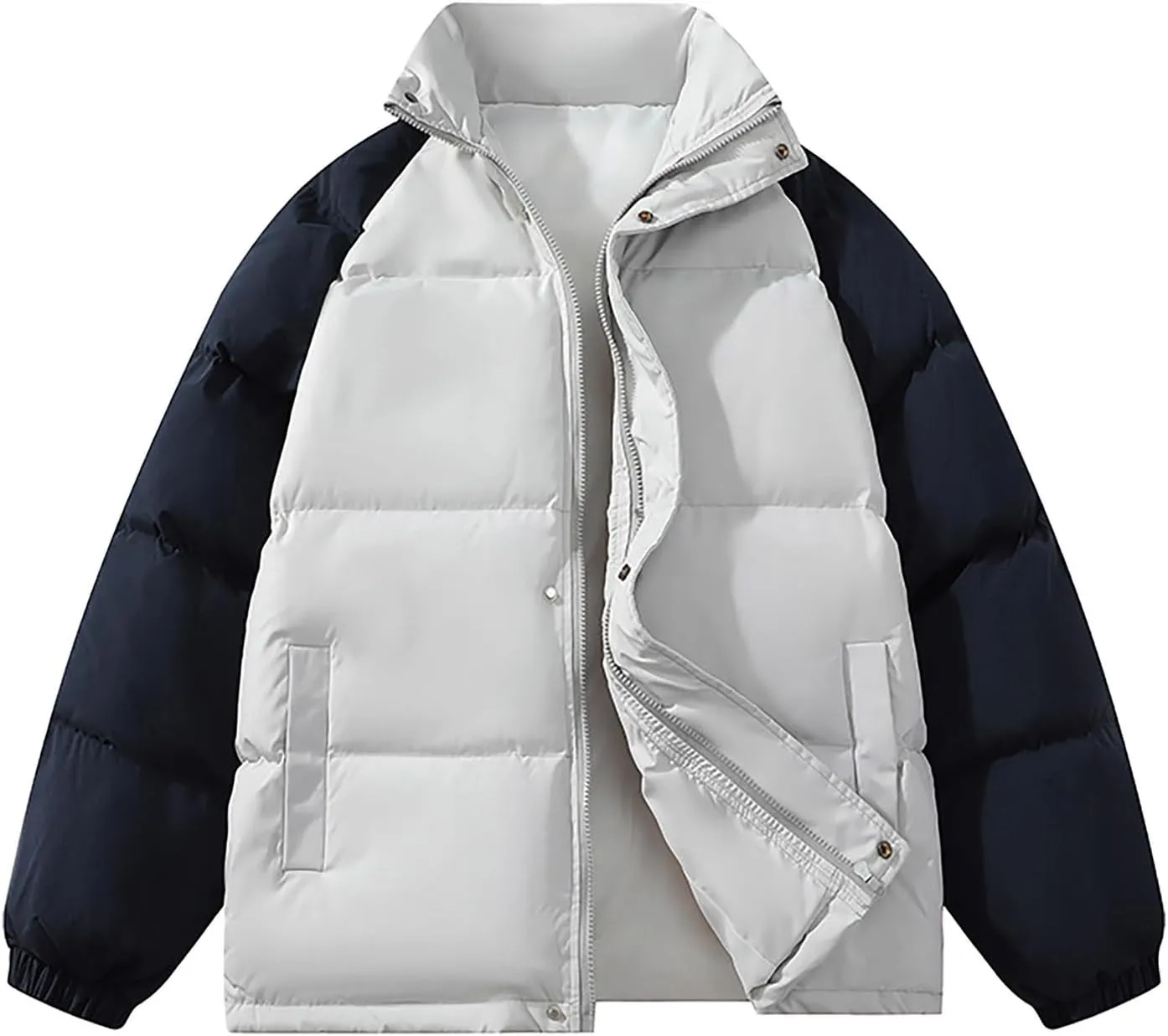 Men Winter Jackets Warm Puffer Jackets Full Zip Puffy Jackets Quilted Insulated Jacket Down Jacket for Business