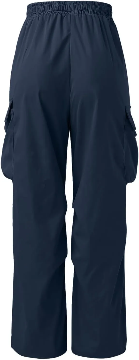Men's Baggy Cargo Pants Casual Loose Fit Elastic Waist Drawstring Pant Combat Work Pant with Pockets
