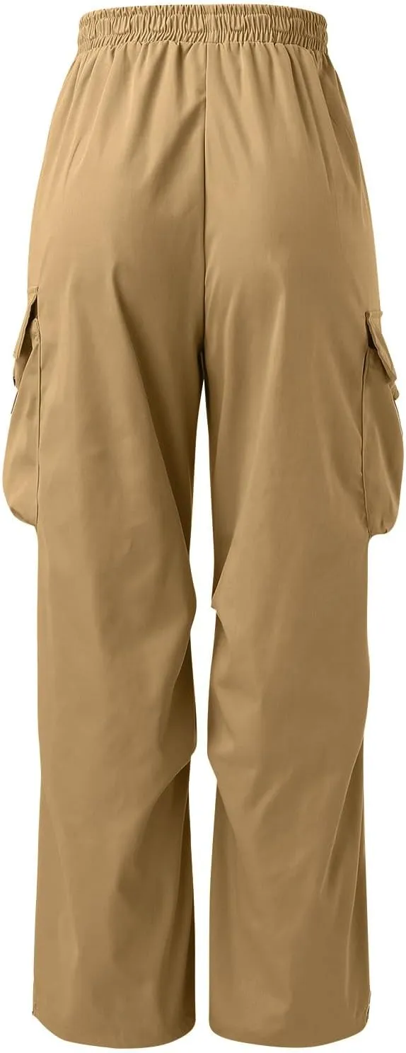 Men's Baggy Cargo Pants Casual Loose Fit Elastic Waist Drawstring Pant Combat Work Pant with Pockets