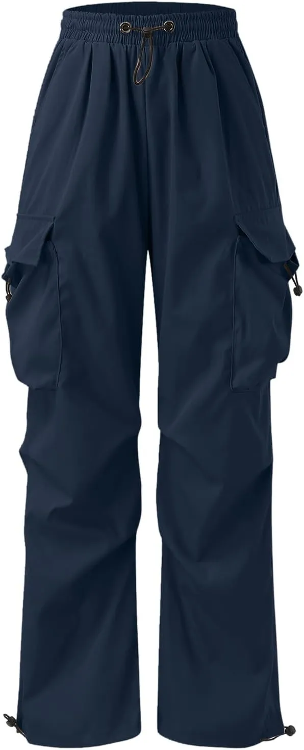 Men's Baggy Cargo Pants Casual Loose Fit Elastic Waist Drawstring Pant Combat Work Pant with Pockets
