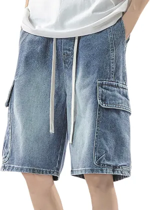 Mens Baggy Denim Jorts Y2K Grunge Loose Fit Hip Hop Jean Shorts Casual Long Jeans Trendy Outfits