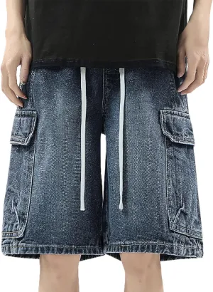 Mens Baggy Denim Jorts Y2K Grunge Loose Fit Hip Hop Jean Shorts Casual Long Jeans Trendy Outfits