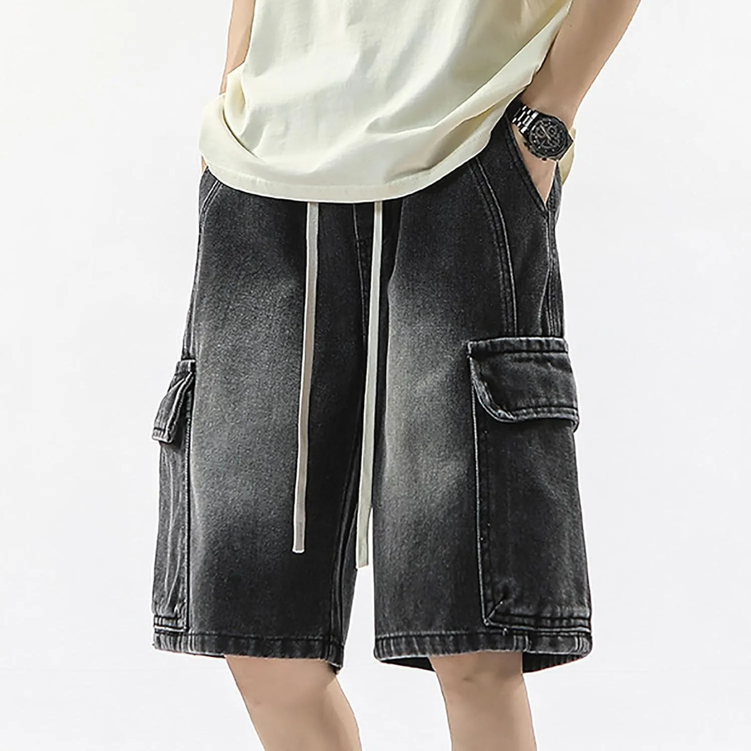Mens Baggy Denim Jorts Y2K Loose Fit Hip Hop Jean Shorts Casual Mid Jeans Trendy Outfits