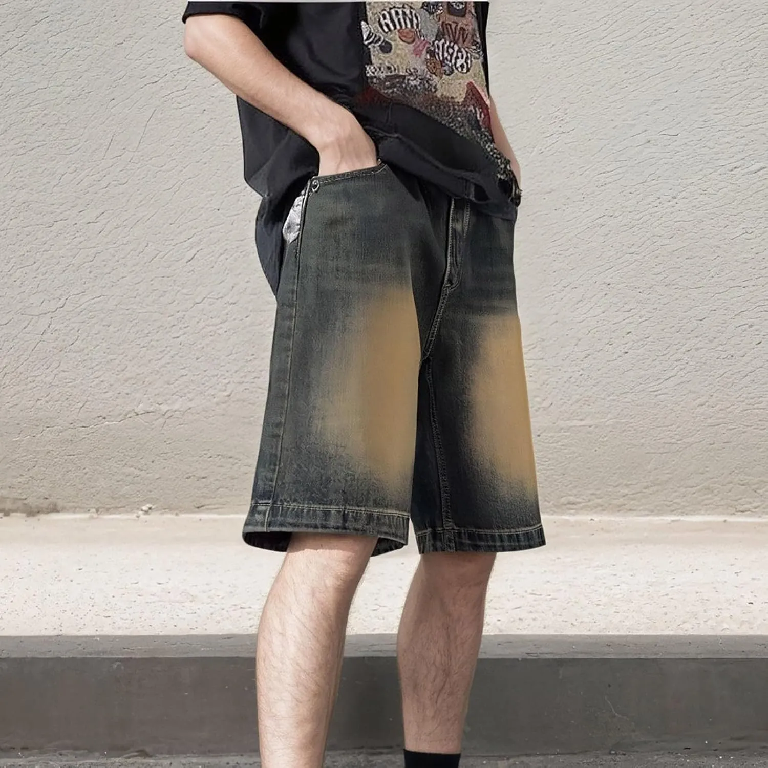 Mens Baggy Denim Jorts Y2K Loose Fit Hip Hop Jean Shorts Casual Mid Jeans Trendy Outfits