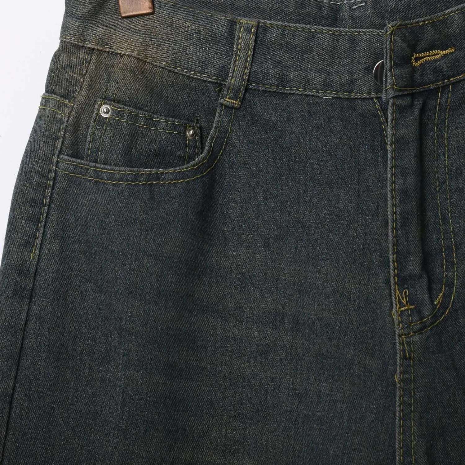 Mens Baggy Jean Shorts Loose Fit Below Knee Denim Shorts Summer Casual Y2K Streetwear Clothes