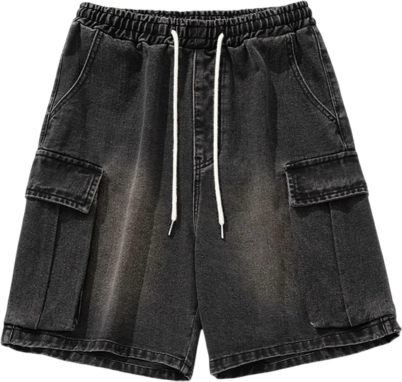 Mens Baggy Jean Shorts Loose Fit Below Knee Denim Shorts Summer Casual Y2K Streetwear Clothes