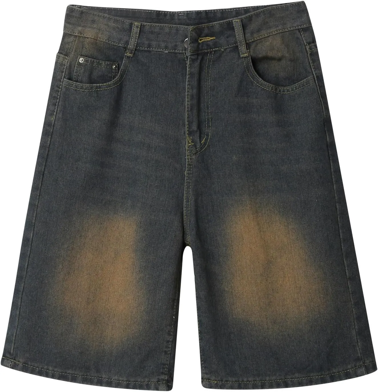 Mens Baggy Jean Shorts Loose Fit Below Knee Denim Shorts Summer Casual Y2K Streetwear Clothes