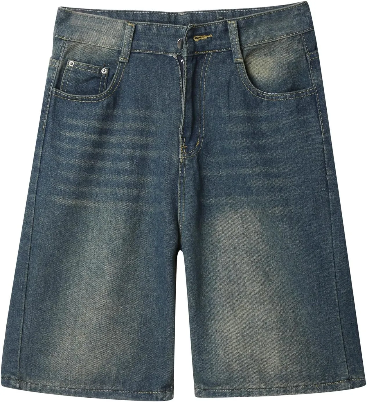 Mens Baggy Jean Shorts Loose Fit Long Denim Shorts Casual Summer Y2K Streetwear Clothes