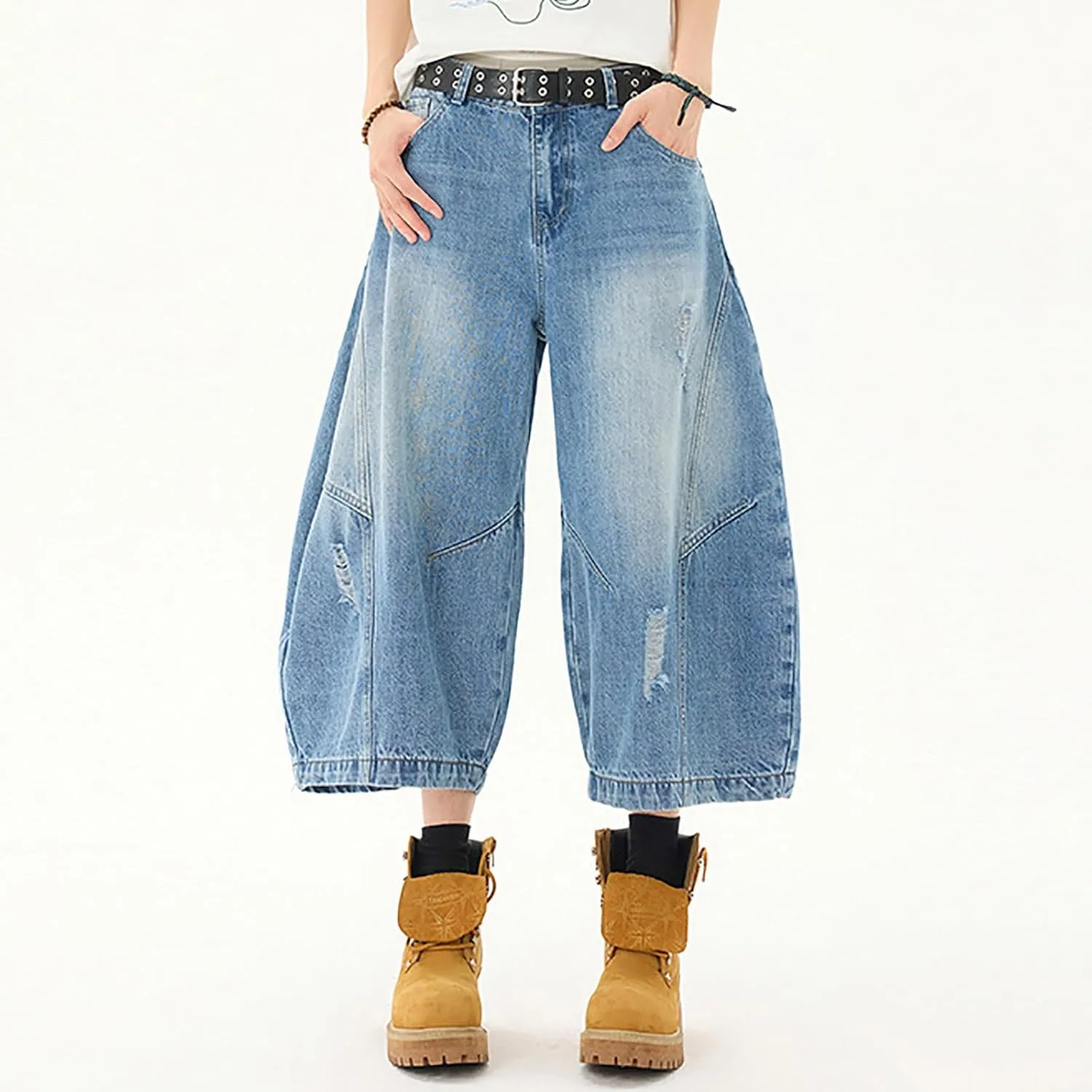 Mens Baggy Jean Shorts Loose Fit Long Denim Shorts Casual Summer Y2K Streetwear Clothes