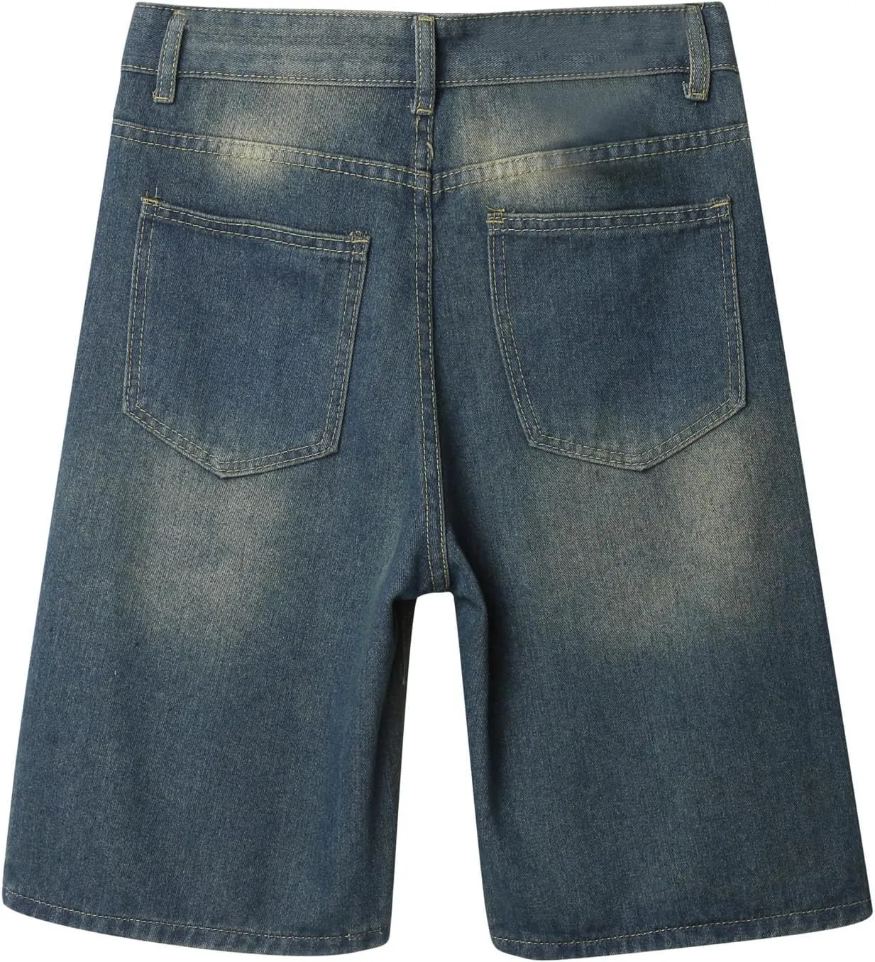 Mens Baggy Jean Shorts Loose Fit Long Denim Shorts Casual Summer Y2K Streetwear Clothes