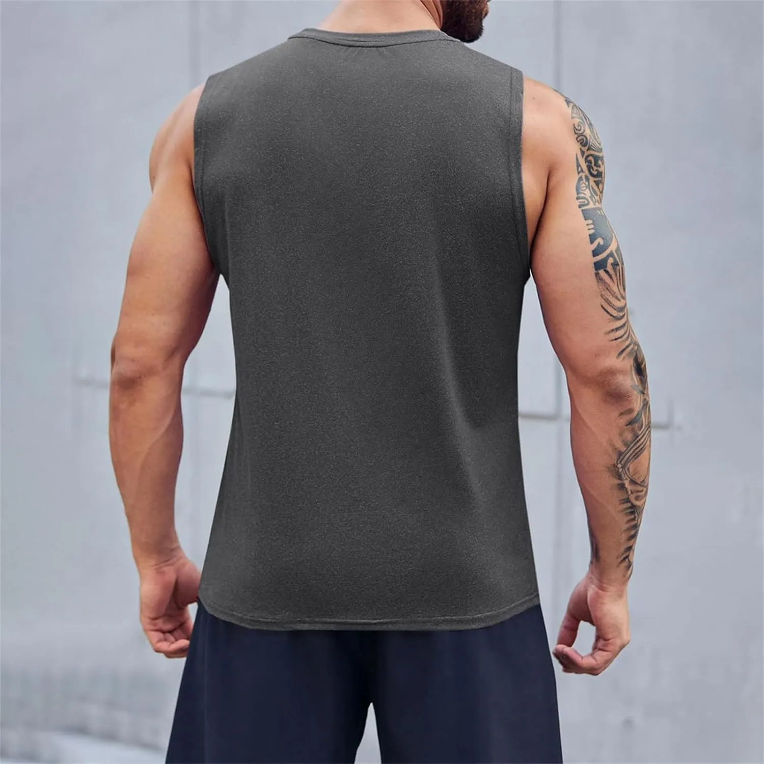 Mens Beach Tank Tops Fashion Graphic Fitness Mesh Breathable Quick Drying Solid Color Sleeveless Tank Top For Men