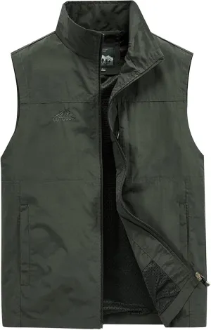 Men's Big And Tall Outdoor Vests Fashion Casual Solid Quick-Drying Vest Jacket Tops Lightweight, M-7XL