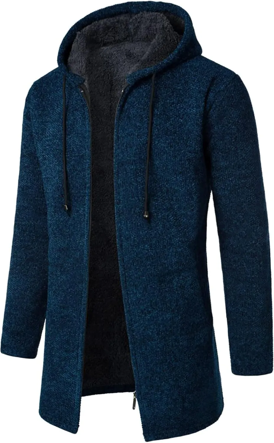 Mens Bomber Jackets Plush Plaid Knitting Drawstring Coat Sweater Warm Solid Color Jackets Tops Winter Jackets