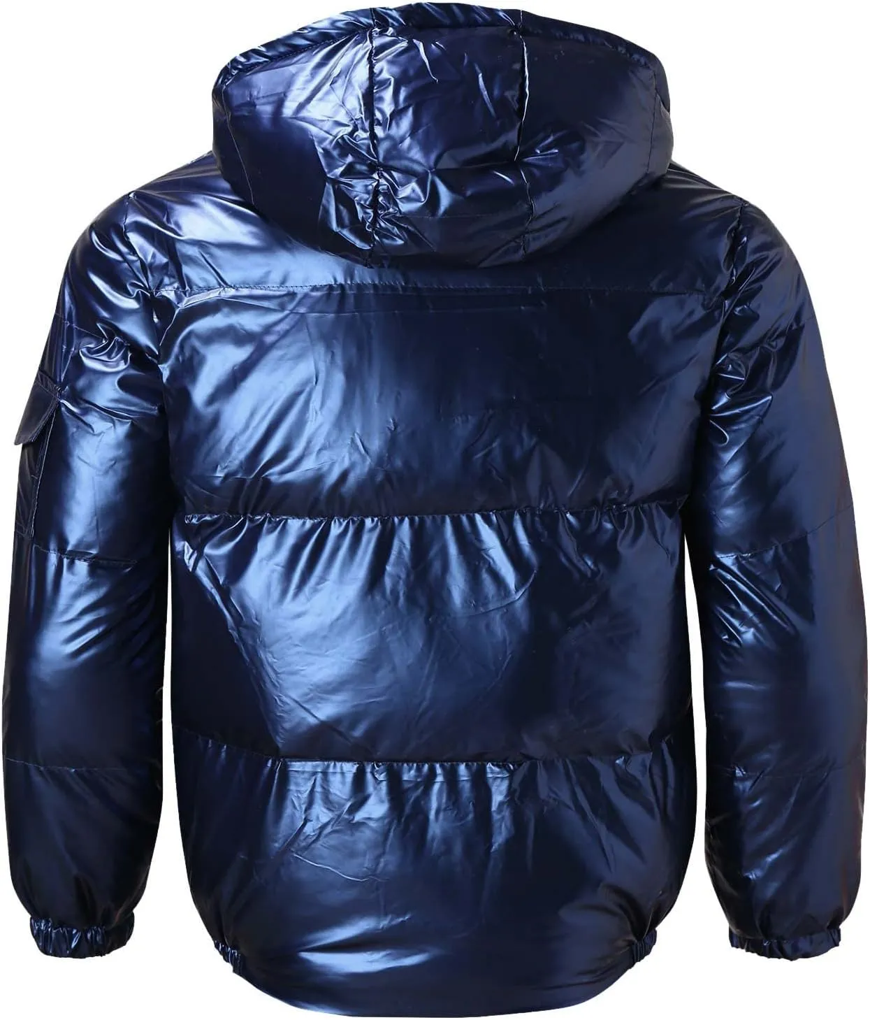 Men's Down Jackets & Coats Puffer Solid Coat Shiny Reflective Cotton Padded Hooded Trendy Plus Size Bubble Jacket for Men