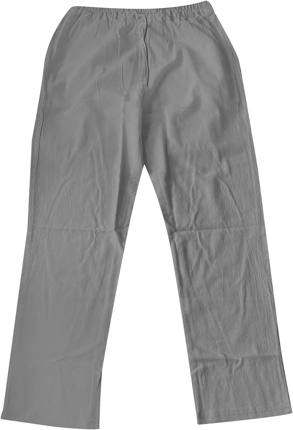 Men's Drawstring Linen Pants Beach Casual Elastic Waist Stylish Yoga Pants Summer Comfort Loose Trousers with Pockets