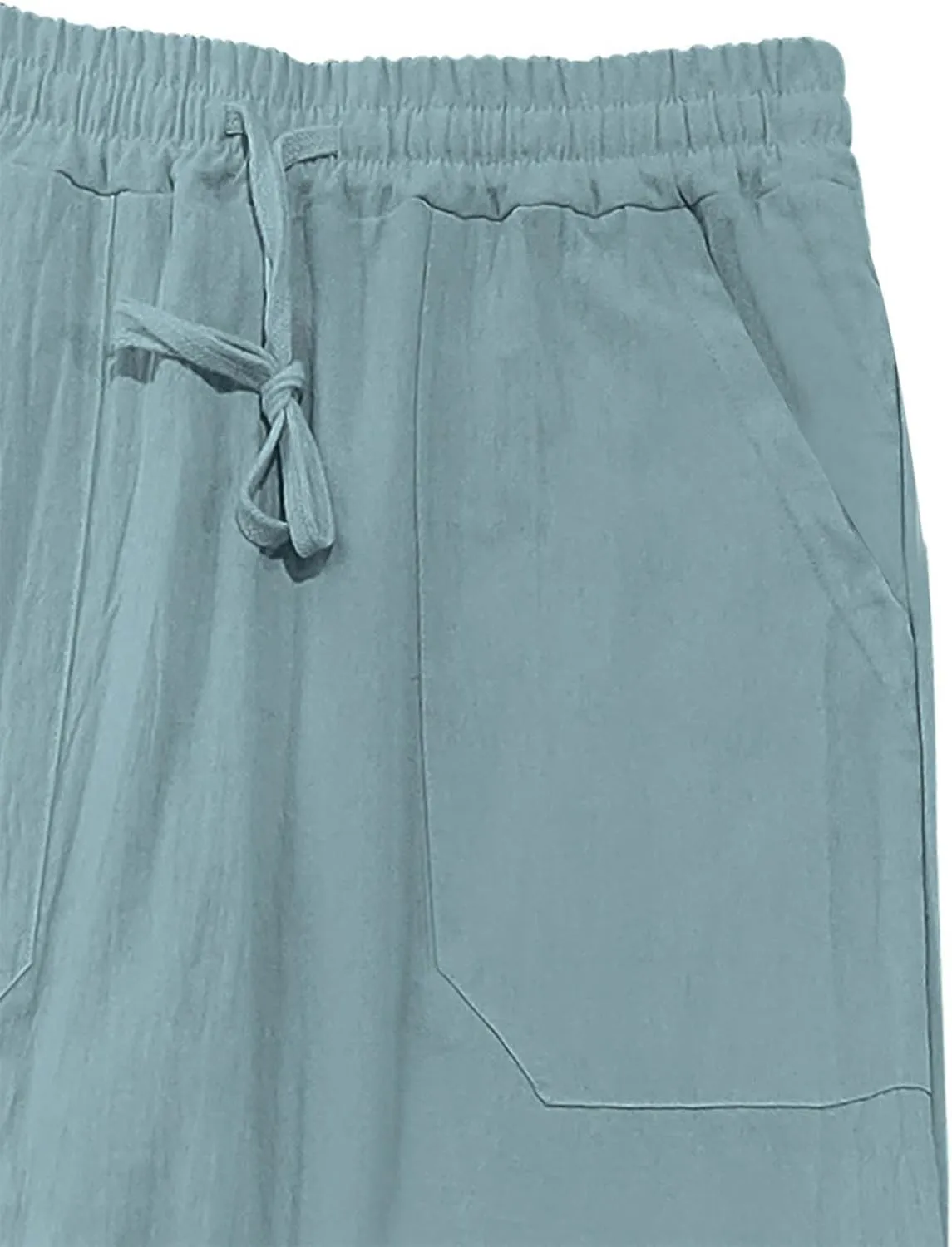 Men's Drawstring Linen Pants Casual Beach Loose Wide Leg Trousers Lightweight Comfort Fit Summer Clothes Fashion