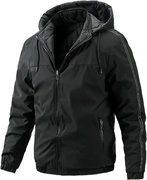 Men'S Hooded Jackets, Men'S Cotton Reversible Jackets Casual Cotton Coats Reversible Padded Jackets Gift for Men