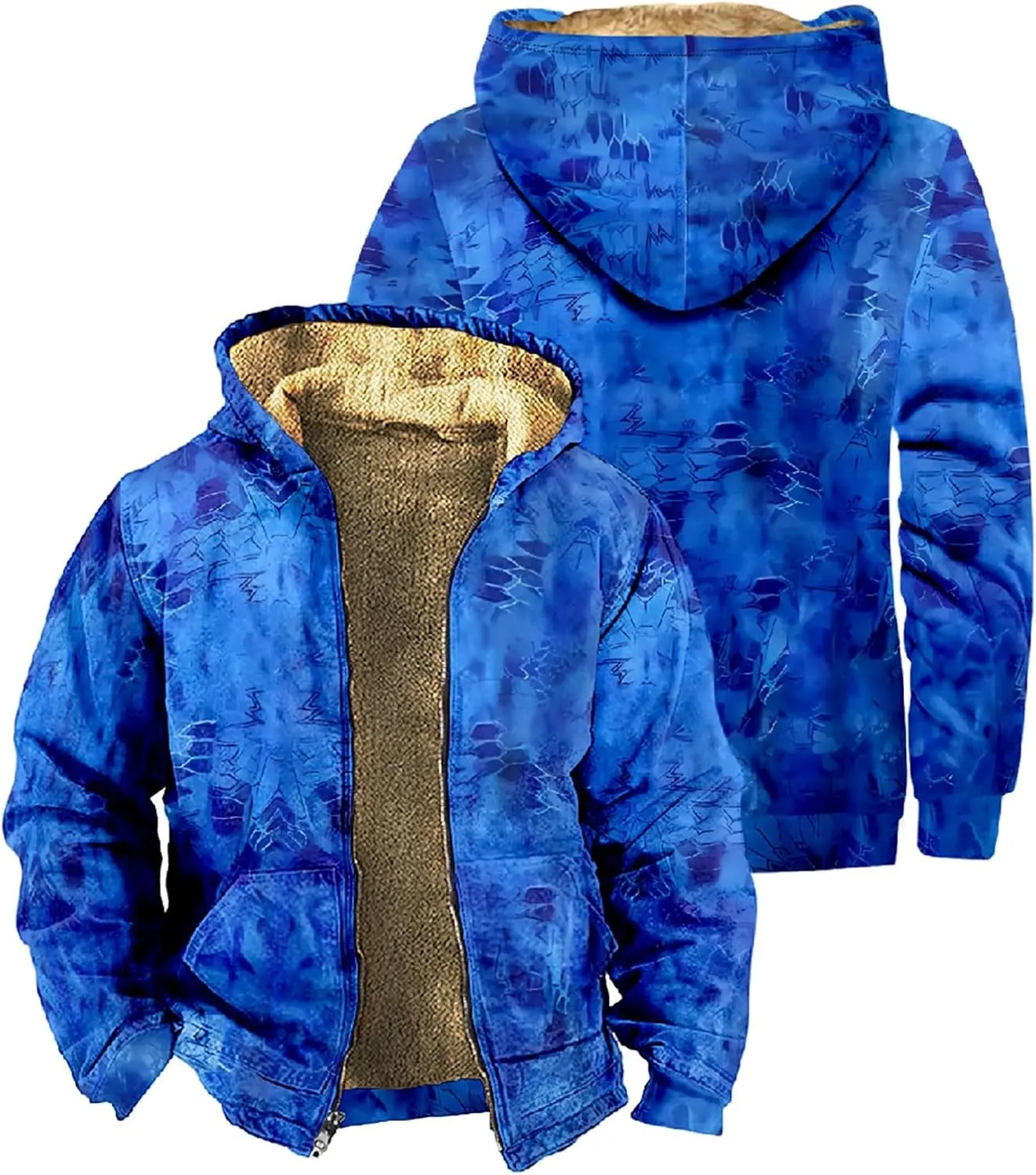 Mens Jackets Warm Fall Winter Waterproof Windbreaker Hooded Raincoat Snowboarding Jackets Sherpa Fleece Work Jackets