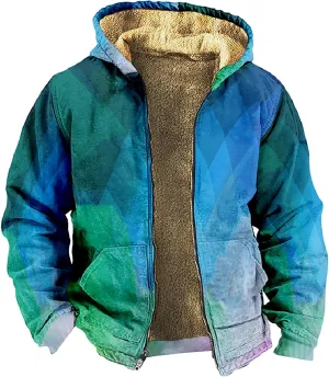 Mens Jackets Warm Fall Winter Waterproof Windbreaker Hooded Raincoat Snowboarding Jackets Sherpa Fleece Work Jackets
