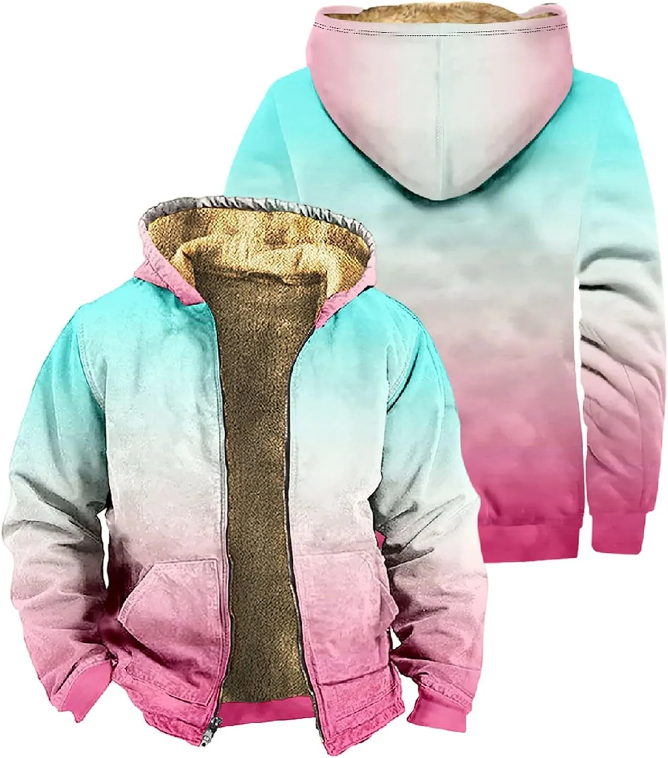 Mens Jackets Warm Fall Winter Waterproof Windbreaker Hooded Raincoat Snowboarding Jackets Sherpa Fleece Work Jackets