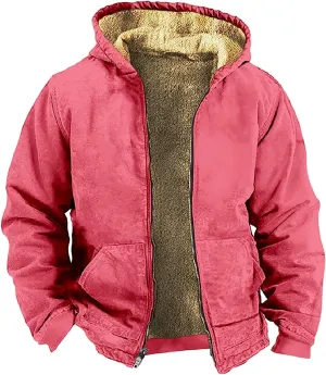 Mens Jackets Warm Fall Winter Waterproof Windbreaker Hooded Raincoat Snowboarding Jackets Sherpa Fleece Work Jackets