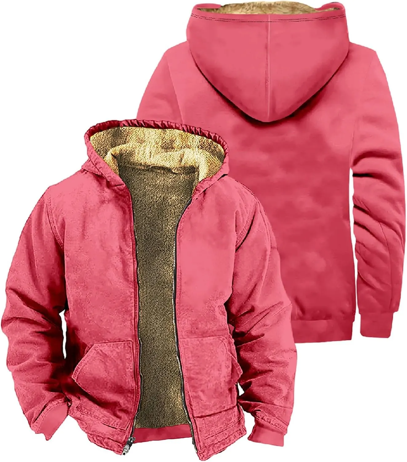 Mens Jackets Warm Fall Winter Waterproof Windbreaker Hooded Raincoat Snowboarding Jackets Sherpa Fleece Work Jackets