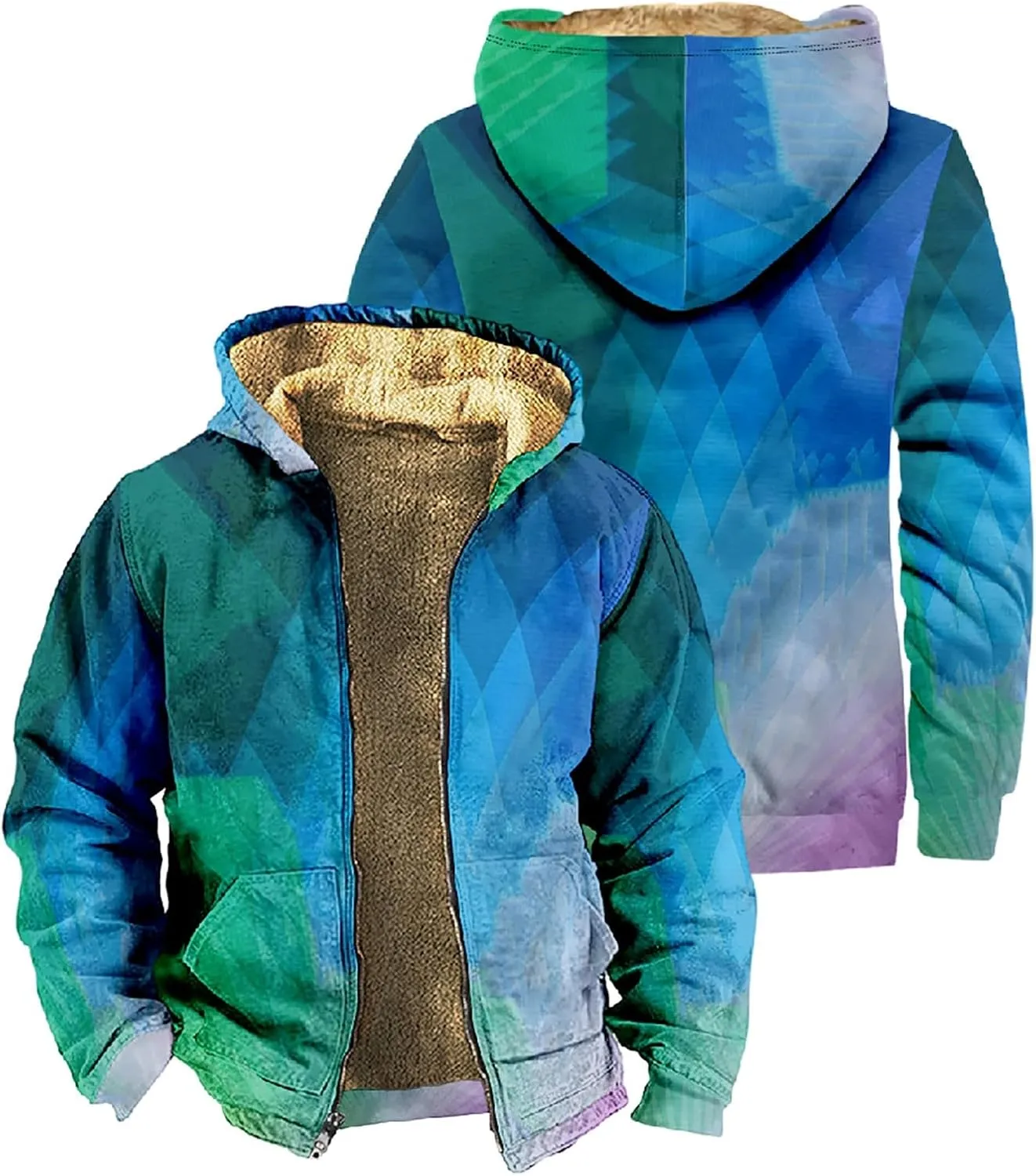 Mens Jackets Warm Fall Winter Waterproof Windbreaker Hooded Raincoat Snowboarding Jackets Sherpa Fleece Work Jackets