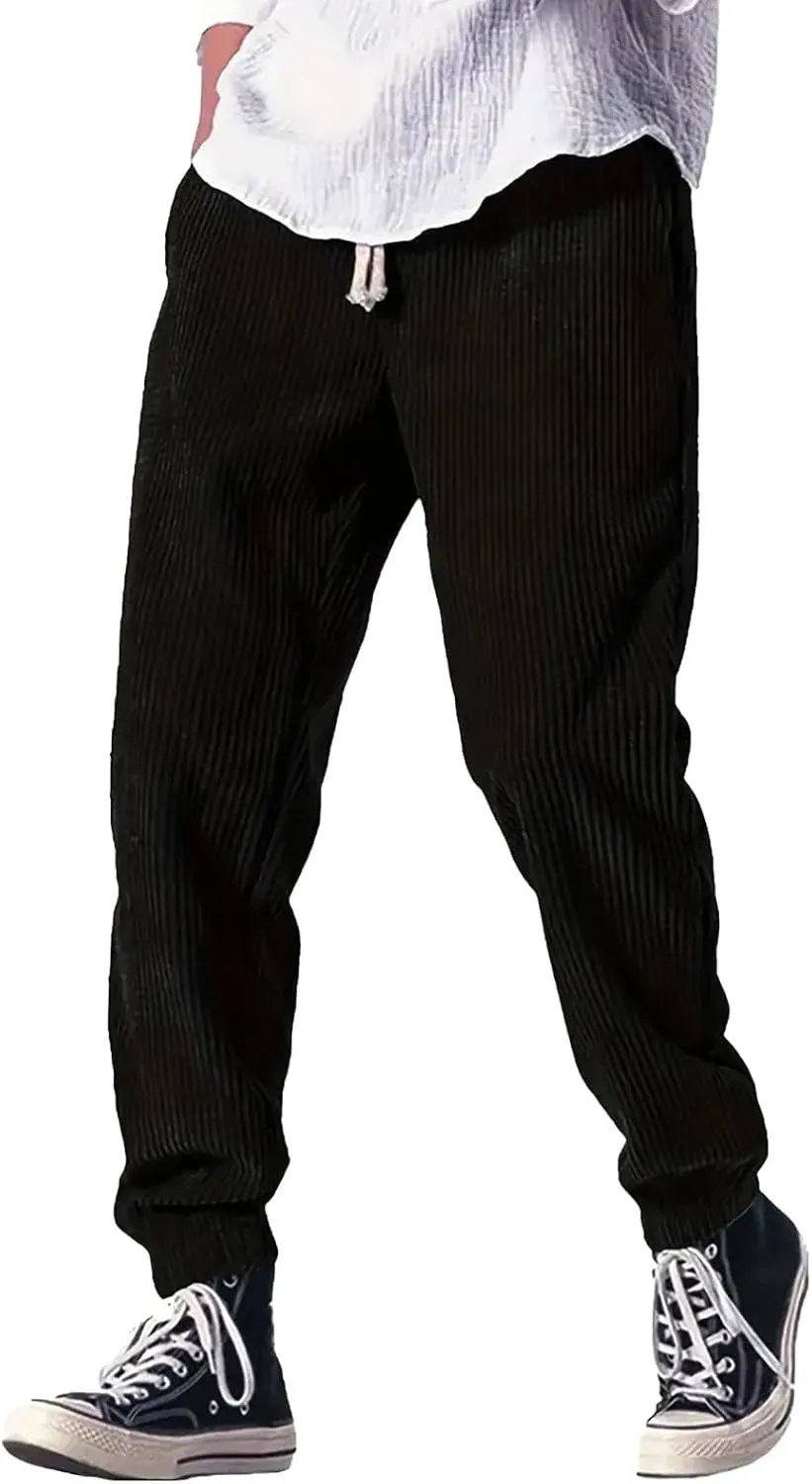Men's Jogging Pants Casual Solid Color Jogger Loungewear Sweatpant Stretch Waistband Combat Cargo Pant