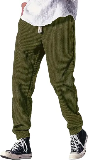 Men's Jogging Pants Casual Solid Color Jogger Loungewear Sweatpant Stretch Waistband Combat Cargo Pant