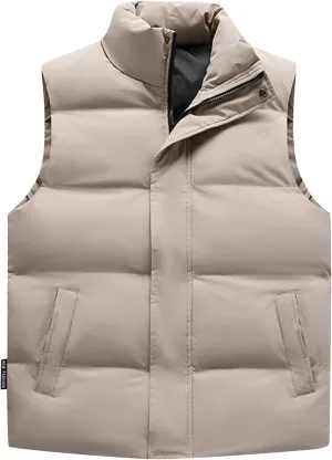 Men's Outerwear Vests Winter Puffer Standing Collar Down Cotton Slim Fitting Vest For Casual Outdoor, M-5XL