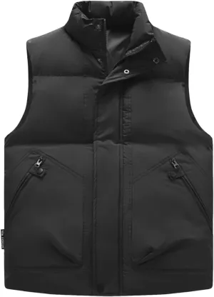 Men's Outerwear Vests Winter Puffer Standing Collar Down Cotton Slim Fitting Vest For Casual Outdoor, M-5XL