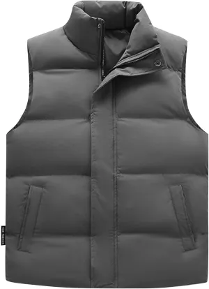 Men's Outerwear Vests Winter Puffer Standing Collar Down Cotton Slim Fitting Vest For Casual Outdoor, M-5XL