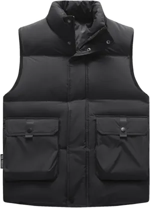 Men's Outerwear Vests Winter Puffer Standing Collar Down Cotton Slim Fitting Vest For Casual Outdoor, M-5XL