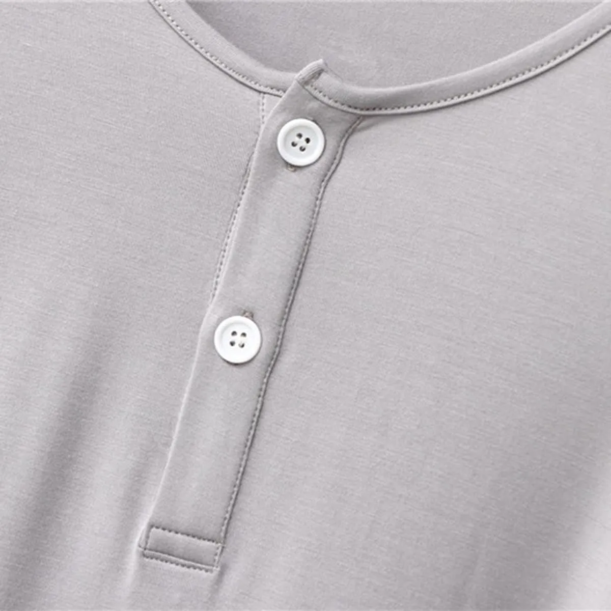 Men's Pajamas Modal Sleepwear Lounge Wear Pajama Set ，Long Sleeve and Long Pant Comfort Homewear Set (Color : Light Grey, Size : One Size)