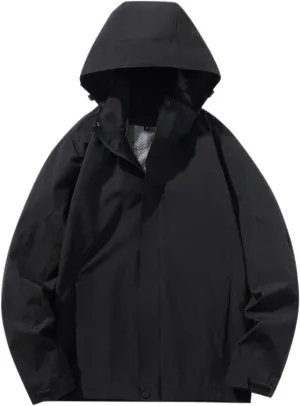 Mens Rain Jackets Waterproof with Hood Lightweight Softshell Mens Windbreaker Jackets Raincoat for Men Fall Jackets