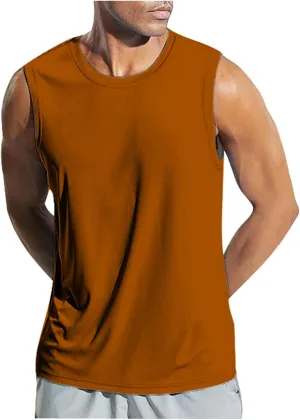 Men's Solid Color Vacation Tank Tops Workout Plus Size A-Shirt Running Basics Sleeveless Undershirts Tank Top Sports